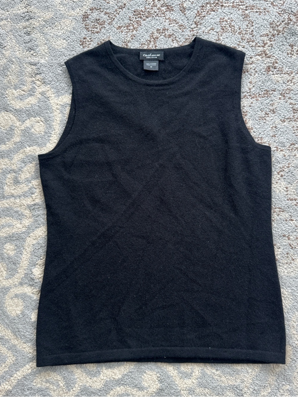 Lord & Taylor 100% Cashmere Sleeveless Sweater Vest Black Medium